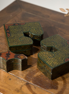 清乾隆大漆方胜盖盒文房老物件