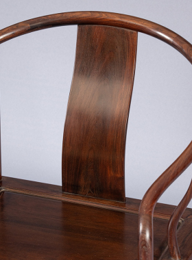 二十世纪红木圈椅成套（两椅一几）中式古典家具收藏大红酸枝椅子