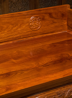 红木浮雕福禄寿三围独板中式