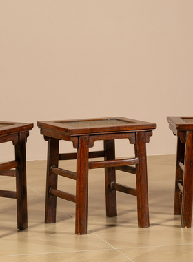 清代黄花梨夹头榫方凳套装