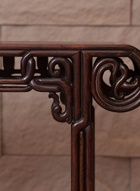 清代红木绳纹玉璧书卷式琴桌