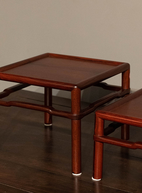 红木圆包圆罗锅枨案上几摆件一组（一组三件）文玩古董家居摆件