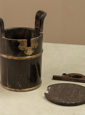 明代小叶紫檀茶桶古董收藏