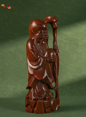 黄花梨一木整雕寿星摆件