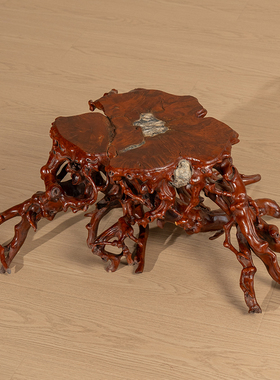 清代黄杨木雕根结形器座老物件文玩古董收藏黄杨木雕底座装饰摆件