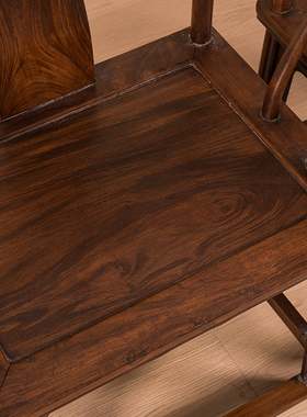 红木螭龙纹独板面圈椅（一对）