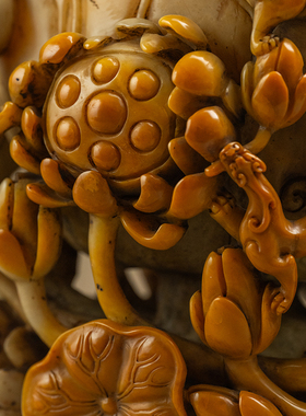 寿山荷叶杯摆件古董收藏