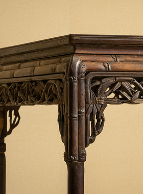 清中期红木透雕竹纹方桌