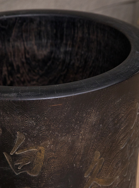 文玩古董摆件鸡翅木大画缸