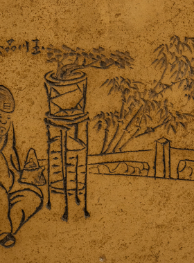 瘦石款紫砂阴刻清供诗文方形花盆