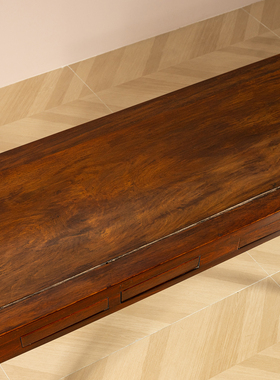 清代海南黄花梨四面平画桌带屉