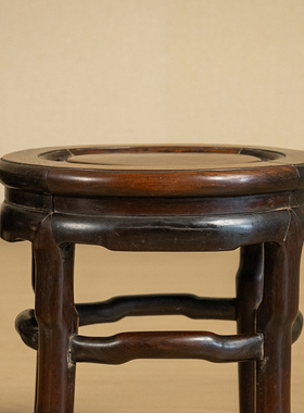 清代红木鸭蛋凳（一对）