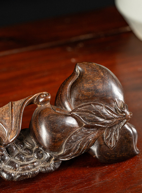 紫檀福寿双全山子摆件客厅办公室装饰摆件印度小叶紫檀祝福摆件