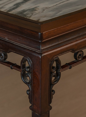 红木镶云石活面拱璧纹小方