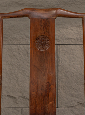 红木牡丹纹四出头官帽椅