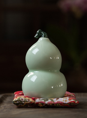 青瓷暴富葫芦茶宠摆件精品茶具小茶玩可爱家居摆件手工艺品装饰品
