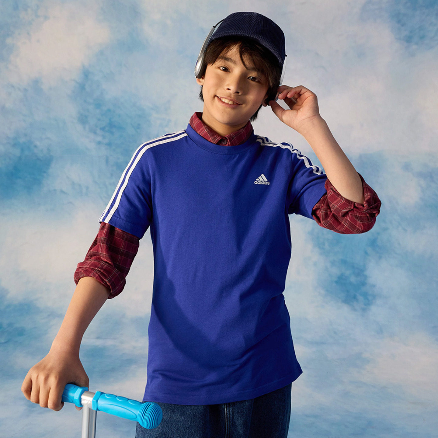 三条纹纯棉上衣圆领短袖T恤大童夏季adidas阿迪达斯轻运动