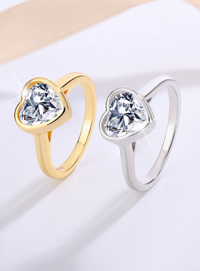 欧美热销款S925纯银莫桑石戒指异形爱心高级感戒指女一件代发钻戒