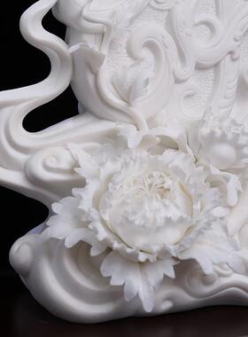 素茗中国白陶瓷雕塑《高官厚禄》