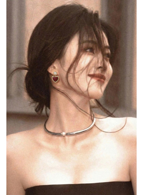 925银针红色爱心耳坠独特漂亮耳环轻奢高级感女人味耳钉复古耳饰