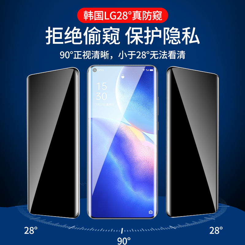 opporeno5pro水凝膜防窥reno5防窥膜por+手机oppreno5k全屏覆盖oppo防偷窥opopreno5g曲屏钢化十全身曲面 - 图0