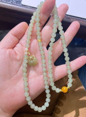 天然和田玉手串女款蜜蜡珍珠手链