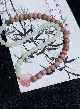 天然和田玉搭配木头手串