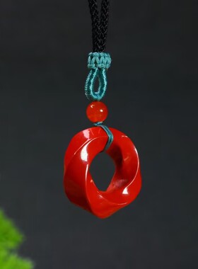 朱砂面包圈红色简约百搭吊坠