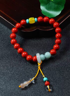 玉阅珠宝朱砂福禄女士手链