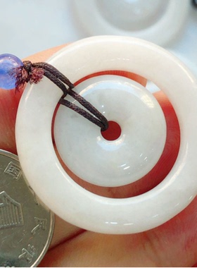 天然翡翠手工打磨A货平安扣吊坠