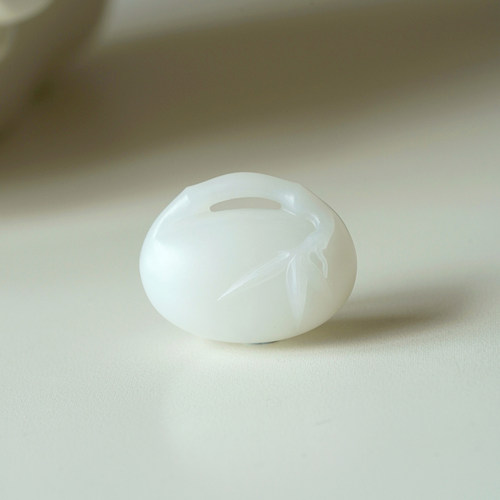 良器艺术 天然和田玉吊坠  羊脂白玉竹节宝宝锁挂件 男女款颈饰 - 图2