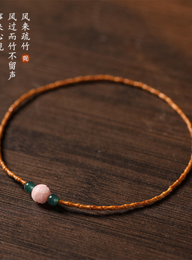 上岸好运小礼物手链手串橄榄核雕刻竹节木质双圈串珠手绳国风手饰