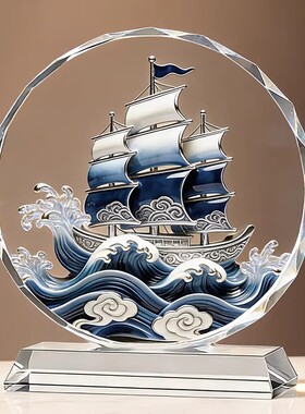 一帆风顺帆船摆件轻奢乔迁送礼