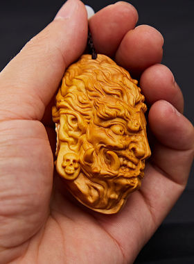 太行崖柏一念之间木雕手把件雕刻佛魔头挂件男士随身把玩件工艺品