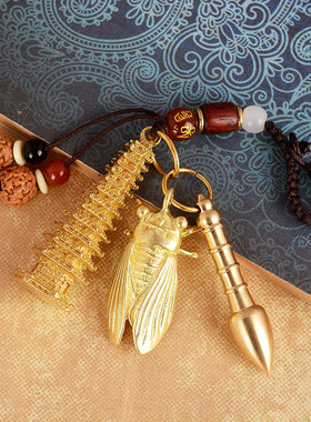文昌塔旗舰店纯黄铜13层9层黄铜文昌笔挂件钥匙扣十三层9层学生
