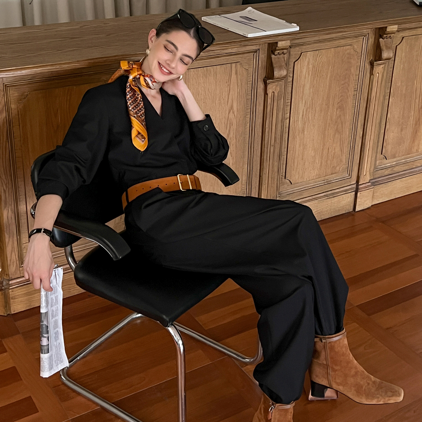 ACDY 【飞行服】秋季新款时尚百搭显瘦连体裤长裤女连衣裤子 - 图2