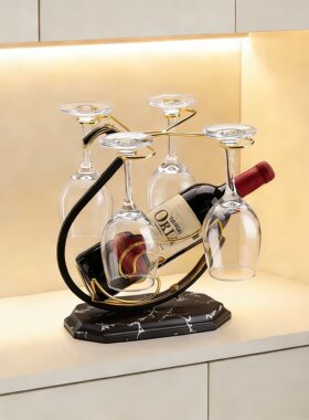 实木悬倒高脚红酒杯架家用展示