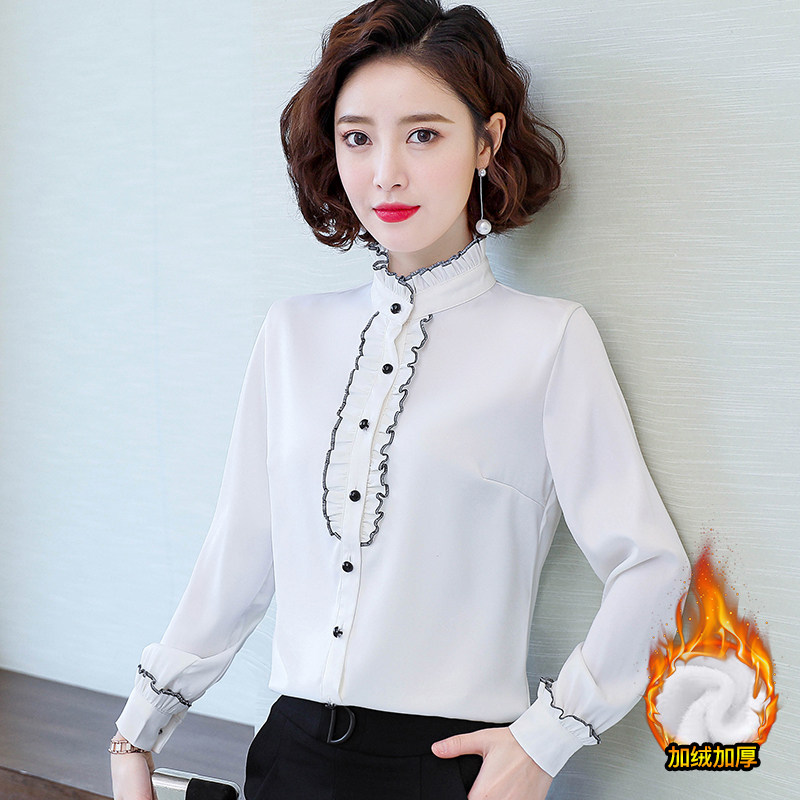 木耳领雪纺长袖气质2020秋冬衬衫 后昔衬衫