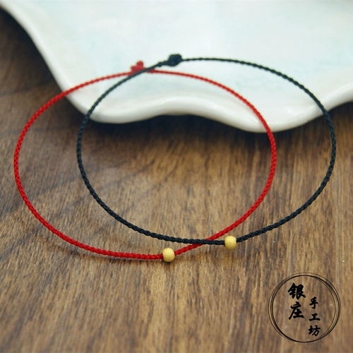 Золотой браслет с одной бусиной ручной работы, браслет из красной нити, оберег на день рождения, браслет на ногу для влюбленных