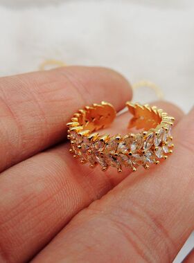 新款青岛欧美时尚夸张百搭气质质感镀真金锆石镶嵌戒指Q19