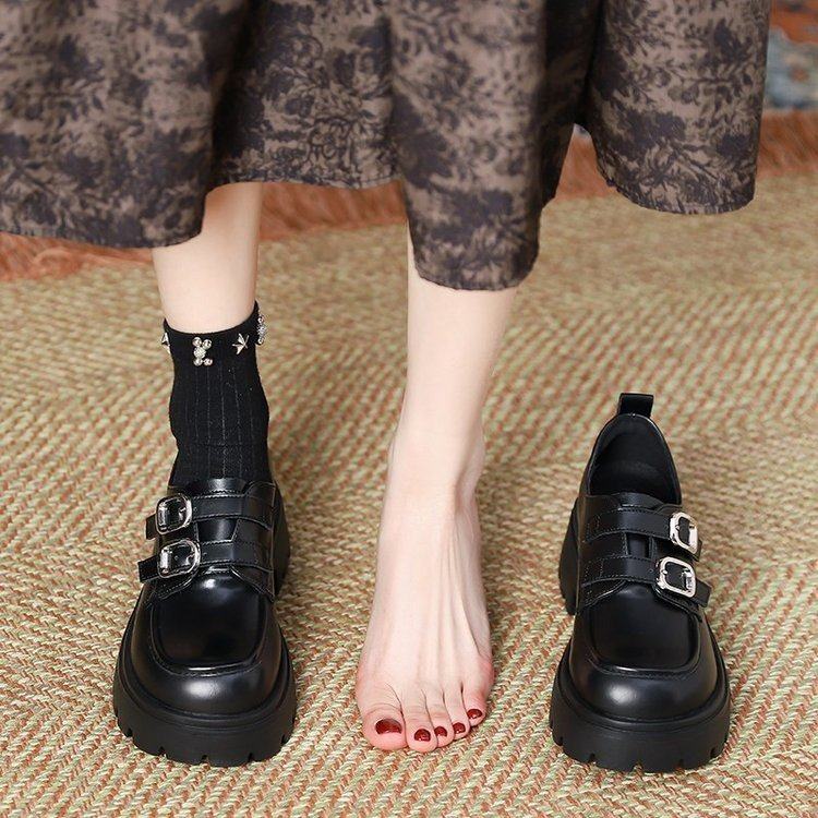 百搭英伦黑色厚底小皮鞋女法式深口单鞋2026新款春秋乐福玛丽珍鞋,淘宝优惠券,粉丝福利购,淘宝优惠卷