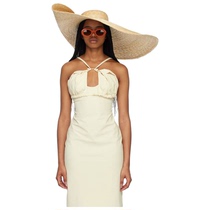 Jacquemus beige Le Raphia series Le Chapeau Bomba beach hat woman