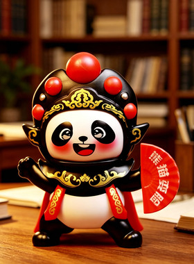 甄艺尚品川剧变脸熊猫公仔摆件