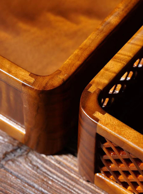 红木提篮手提箱金丝楠木家用中式复古茶道盒点心盒茶几果篮收纳盒