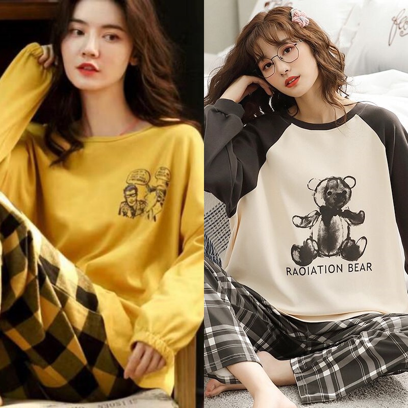 睡衣春秋款女2025年新款长袖长裤网红爆款可爱大码冬季家居服套装 - 图1