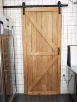 Custom Real Wood Barn Door Toilet Mobile Door Nordic Bedroom Kitchen Pushdoor Cloakroom Door Log Hanger Sliding Door