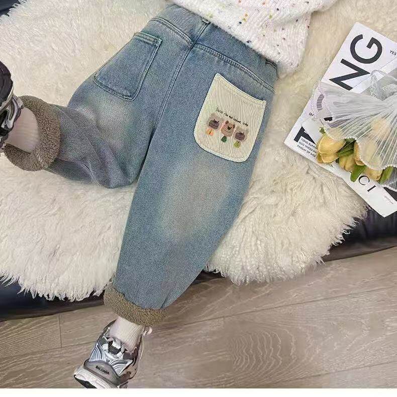女童加绒裤子冬季新款一体洋气儿童牛仔裤休闲裤宝宝加厚保暖冬装,淘宝优惠券,粉丝福利购,淘宝优惠卷
