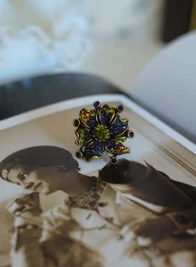 vintage toccata Heidi Daus 花卉 紫色 绿色 戒指