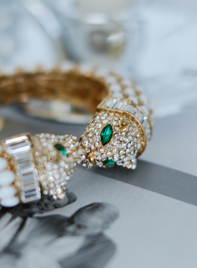 vintage toccata KJL 绿色 豹 白色 保存品 手镯