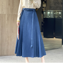 Yanrhythm Denim Horse Face Dress 2024 Spring New 100 hitch a slim piece of new Chinese improved A character dress small